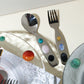 Gemstone Charm Stainless Steel Utensil Set (2pcs)