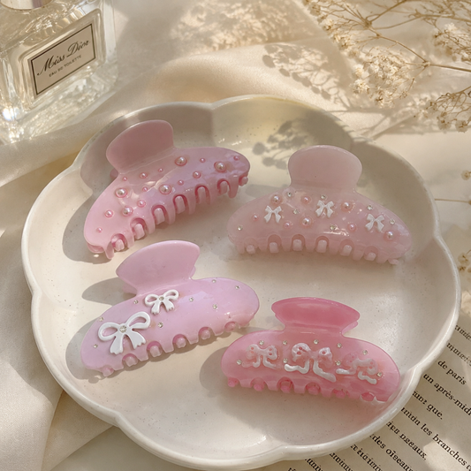 Sweet Bow Dream Hair Claw Set (3pcs, 10cm)