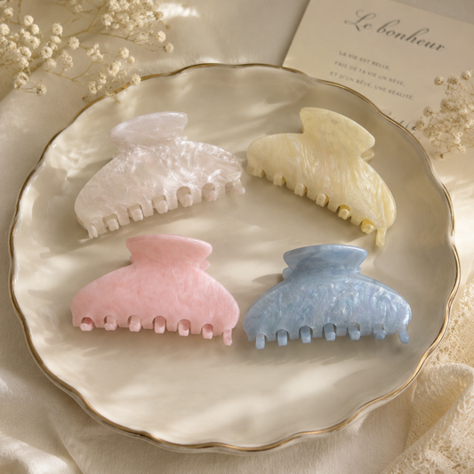 Pastel Marble Elegance Hair Claw Set (4pcs)