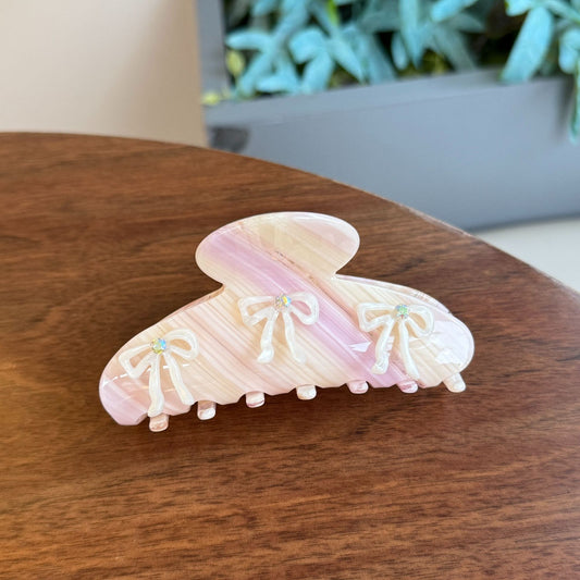 Pastel Ribbon Charm Hair Claw Set (4pcs)