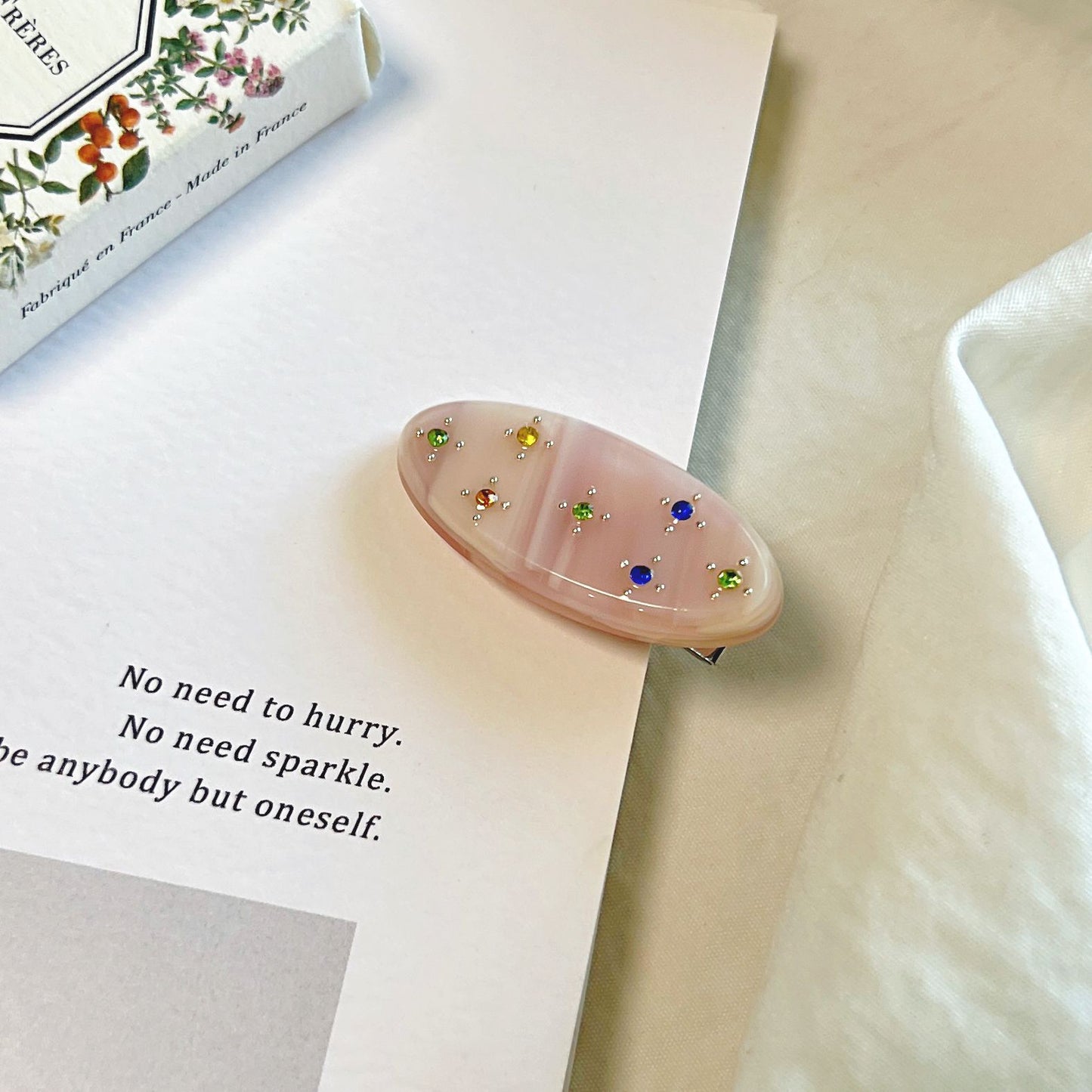 Crystal Bloom Oval Hair Clip Set (6pcs)